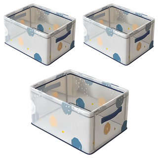 Mass 生活好物 卡通鋼架衣服折疊收納箱, 七裏香, 3個