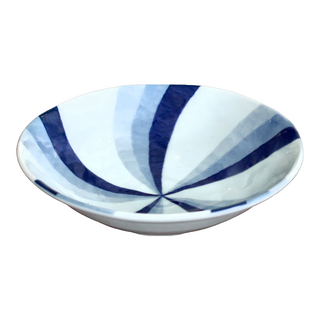 美濃燒 深皿 日本製, 藍染旋紋, 1個