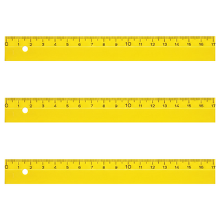 Raymay 藤井 德製細長17CM直尺, 黃, 3入