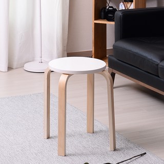 Iconic House純色原木彎曲椅, 白色