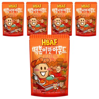 BAFF 杏仁果 辣炒年糕味, 190g, 5包