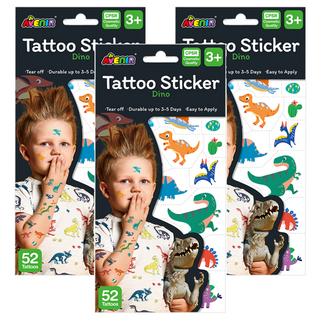 AVEnIR 童趣紋身貼紙, 3個, 可愛恐龍
