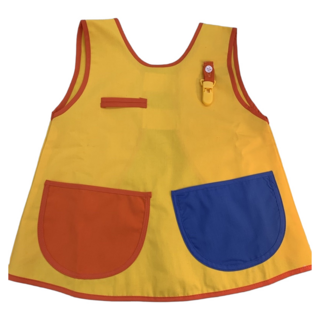 拼色撞色口袋款輕便圍兜 35%棉+65%聚酯纖維, 活力黃, 1件, 1件