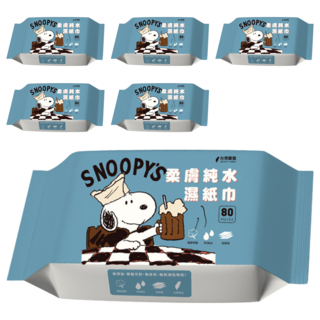 PEANUTS 史努比 抽柔膚濕紙巾 乾杯, 1入, 6包