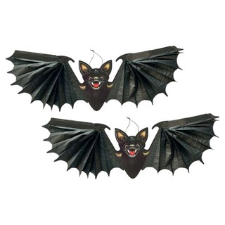 摩達客 COSPLAY派對佈置裝飾 展翅大黑蝙蝠吊飾掛飾 兩入組, 黑色