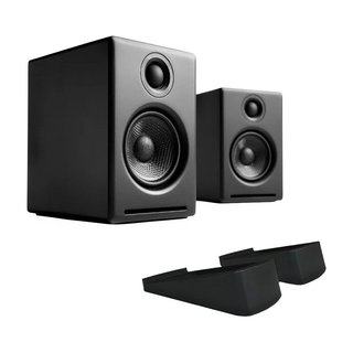 Auidoengine 升級版 主動式書架喇叭 + 腳架/支架組合, 黑色, A2+