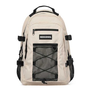 NEIKIDNIS 男女通用網眼繩後背包, 淺米色