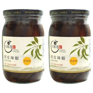 白裏透紅 剝皮辣椒 苦茶油, 2個, 450g