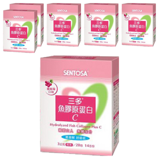 SENTOSA 三多 魚膠原蛋白C, 蔓越莓口味，易溶解好吸收，營養滿分，含維C, 28包, 3g, 6盒