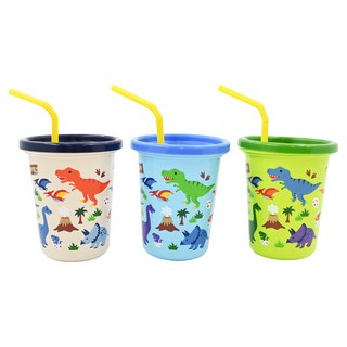 Skater 可疊放吸管杯 SIH3ST 320ml 3個, 恐龍, 1組