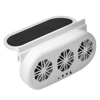 GER 泰 太陽能 + USB車用散熱排風扇, 白色, BY-1359