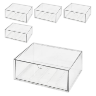 可堆疊透明收納盒 特大號 23 x 16.5 x 10cm, 透明, 5個