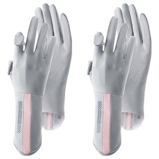 咪咪購物冰絲防曬手套2雙 涼感透氣機車手套 觸控露指騎行手套 加長護腕防曬 呵護雙手, 灰色