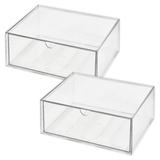 可堆疊透明收納盒 特大號 23 x 16.5 x 10cm, 透明, 2個