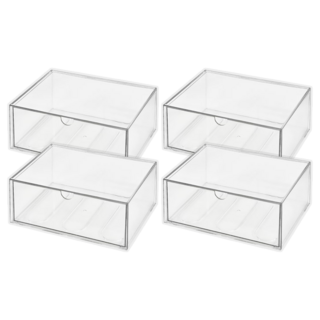 可堆疊透明收納盒 特大號 23 x 16.5 x 10cm, 透明, 4個