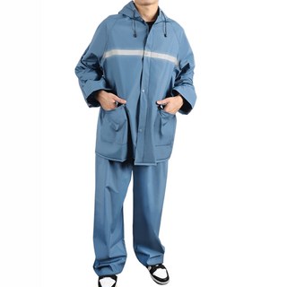 兩件式PVC防護雨衣 超防水防風 背面透風設計 袖口束口設計 防水門襟設計, 2XL, 蔚藍色