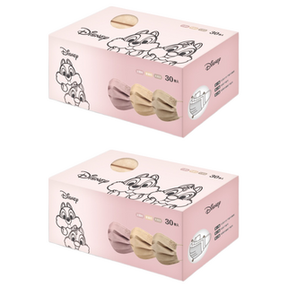 ONEDER 旺達棉品 平面成人口罩 3色, 奇奇與蒂蒂 迷霧粉 + 拿鐵棕 + 大地灰, 30片, 2盒