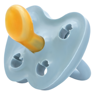 HEVEA 拇指型橡膠安撫奶嘴 100%天然橡膠 柔軟溫和耐久 透氣孔設計, 0-3個月, 粉藍色, 1個