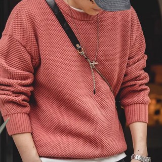 男士 DM 鬆餅格紋圓領針織衫