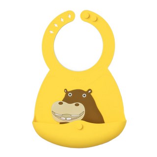 VIIDA 便攜式矽膠圍兜 食品級矽膠材質 柔軟材質 四階段可調式脖圍, 哈迪河馬, 1個, 1個