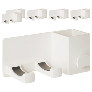 超級工廠 多功能吹風機架, 白色, 6個, 免釘免鑽, 浴室收納