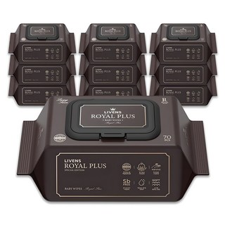 리벤스 로얄 플러스 아기 물티슈 엠보싱 캡형, 75g, 70매, 10개