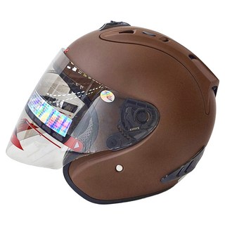 普通型露臉式騎乘機車用防護頭盔 附1層護目鏡 R3A6 1350g, 消光咖啡色