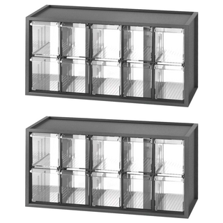 livinbox A9-510 小幫手零件分類箱（10抽）, 378 x 154 x 189mm, 黑色, 2個