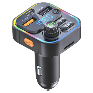 HONG JIN 宏晉 多功能車用藍牙播放器 5 x 4.5 x 8 cm 12V-24V汽車適用, C17, 黑色