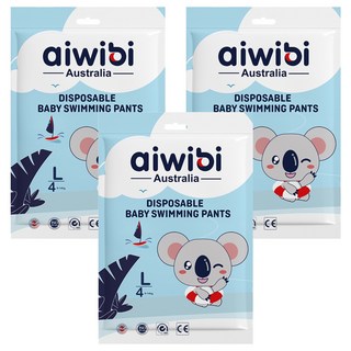 aiwibi 愛薇彼 一次性褲型尿布 游泳用 男女通用, L, 3件