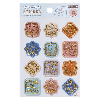 吉伊卡哇午茶趣金邊封口貼紙, 藍色假日, 1個