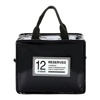 時尚漆皮多用途保溫收納包 PU防水材質 大空間大容量 27 x 15 x 23 cm, 黑色, 1個