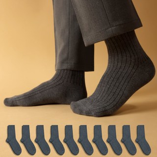GUNYANGSSICK 男性經典羅紋中筒襪 10雙
