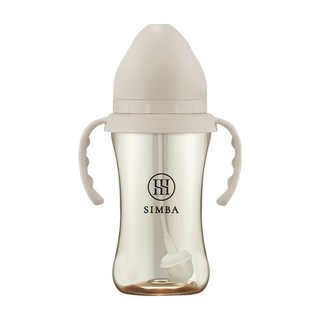Simba 小獅王辛巴 蘊蜜鉑金PPSU寬口吸管把手防脹氣奶瓶 3個月以上, 杏茶, 270ml, 1個