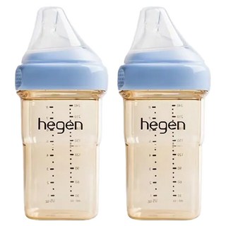 金色奇蹟 PPSU多功能方圓型寬口奶瓶 雙瓶組, 沁藍, 240ml, 1組