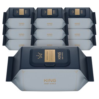 킹물티슈 더 도톰한 골드블루 저자극 엠보싱 아기물티슈 캡형, 86g, 70개입, 10개