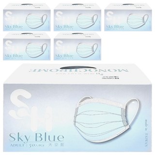 SH 上好生醫 成人平面醫療口罩 未滅菌, 天空藍, 50片, 6盒