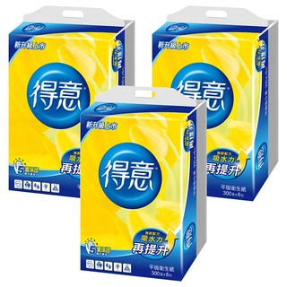 得意 平版衛生紙, 6包, 3袋