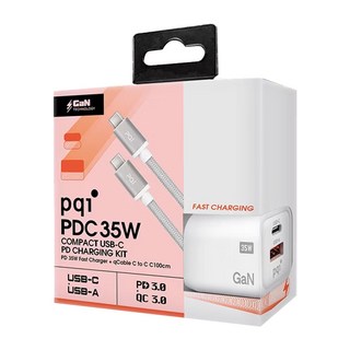 pqi 勁永 PD快充 35W GaN充電器 USB-C to Lightning cable, 白色, 1組