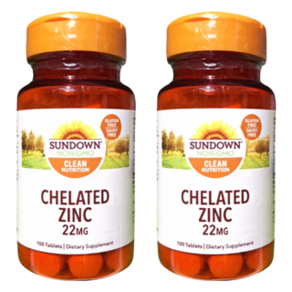 SUNDOWN NATURALS 日落恩賜 頂級甘胺酸鋅加強錠 22毫克 100顆, 2罐