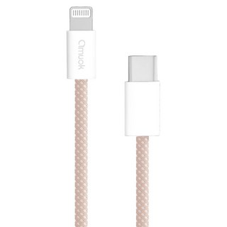 amuok 艾默克 MACARON UNITE Type-C-iOS 動彩快充數據線 20W 快充, 1m, 粉色, 1條