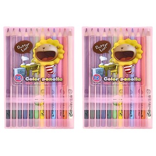 SIMBALION 雄獅 奶油獅 珠光塑盒色筆, 12色, 2組