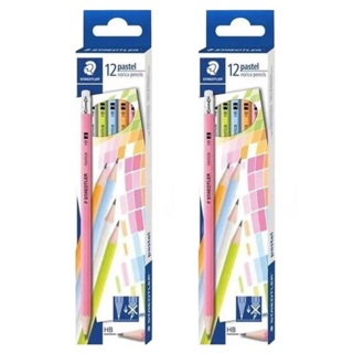 STAEDTLER 施德樓 LUNA粉彩色系木桿鉛筆附擦HB, 粉彩色系, 2盒