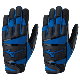 Mizuno 美津濃 303 羊皮打擊手套 1ETEA43327, 黑 + 藍, 1雙
