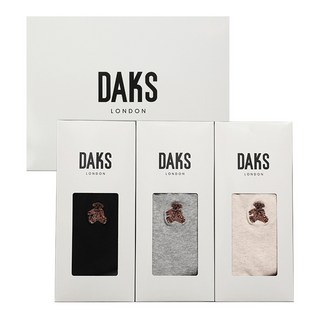 DAKS 女士泰迪熊刺繡中筒襪3雙禮盒組 (附提袋)