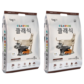 도그랑 전연령 강아지 클래식 건식사료, 닭, 5kg, 2개