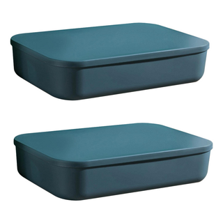 帶蓋大號收納盒 矮款, 靜謐藍, 2個