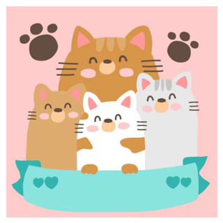 ArtLife 藝術生活 數字油畫DIY DR077 20 x 20cm, 貓咪家族, 1組