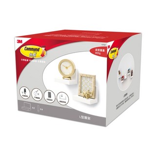 3M Command 無痕 L型層架 LIFESTYLE系列 #17721 荷重900g 2個, 白色, 1組, 1層