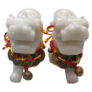 貝淇小舖 背元寶納財貔貅 附五帝錢銅鈴鐺, 乳白色